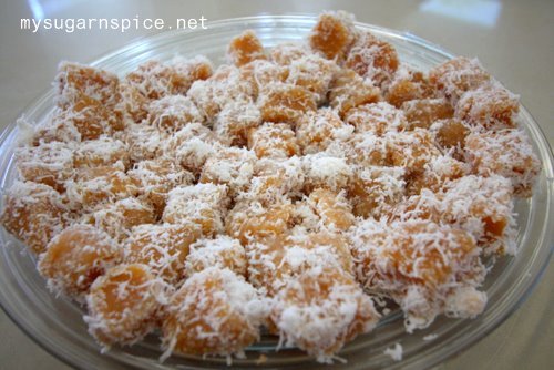 Nian Gao with shredded coconut